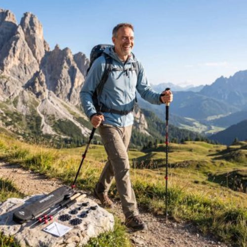 Bâtons de marche homme qui aime le trekking