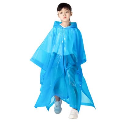poncho pluie enfant bleu jeune fille