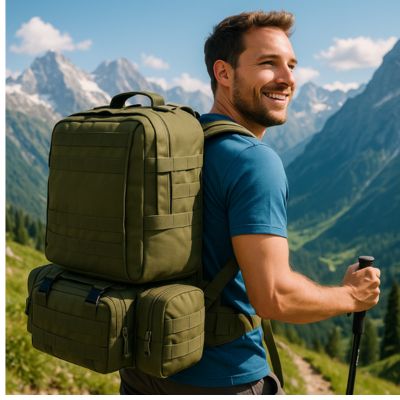 sac à homme avec bâton de marche