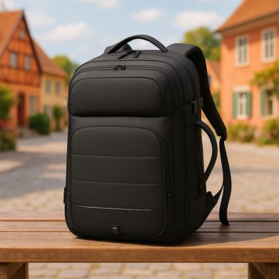 sac à dos homme reposant sur un banc