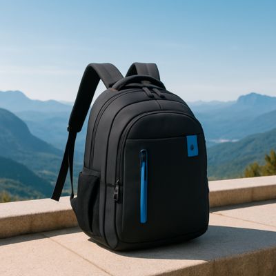 sac à dos reposant sur un banc de belvédère