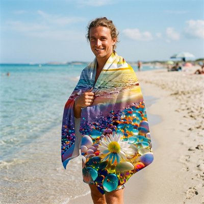 serviette de plage homme enroulé dedans