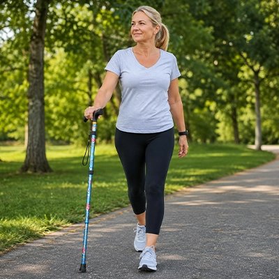 Batons de marche femme en randonnée