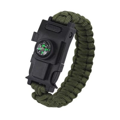 Bracelet de survie avec boussole vert