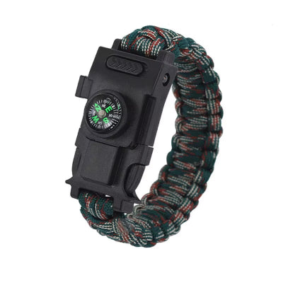 Bracelet de survie avec boussole camo forêt