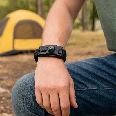 Bracelet de survie avec boussole pour camping et trekking