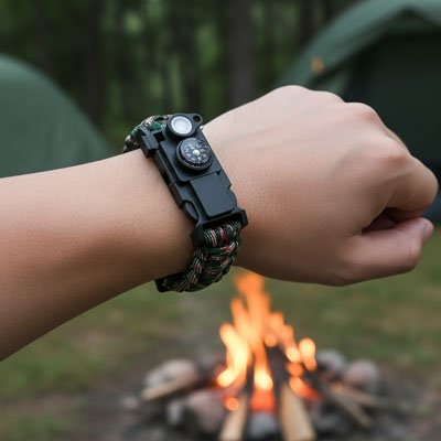 Bracelet paracorde près du feu