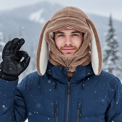 cagoule oreille chien brun