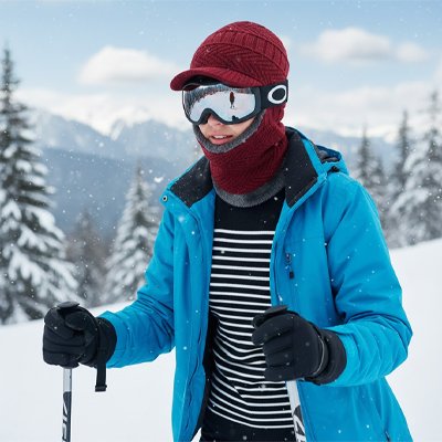 cagoule rouge femme en ski