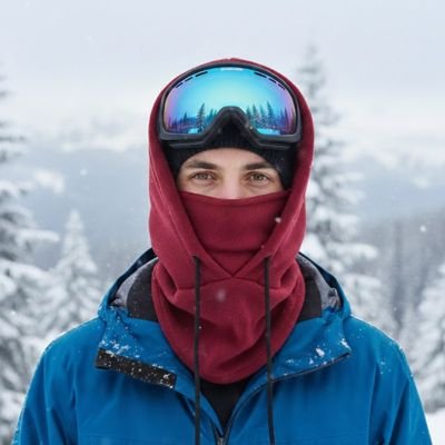 cagoule ski rouge avec cordons ajustables
