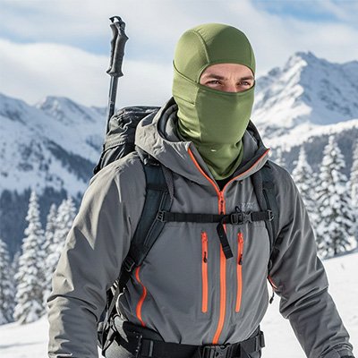 cagoule ski verte homme dans les alpes
