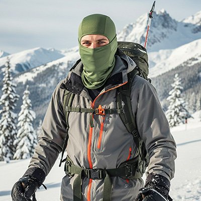 cagoule ski verte homme sur les pentes 