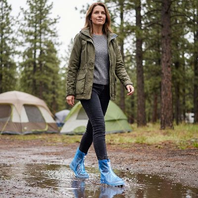 Couvre chaussure​ bleue dans l'eau
