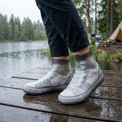 couvre chaussure​ imperméable sous la pluie couleur gris