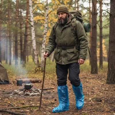 couvre chaussure​ jetable bleu pour la pluie