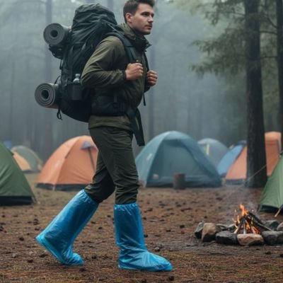 Couvre chaussure​ jetable pour la pluie modèle bleu