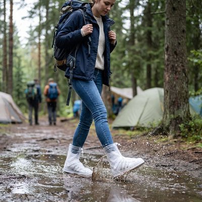 couvre chaussure​s blanche avec attaches coulissantes 
