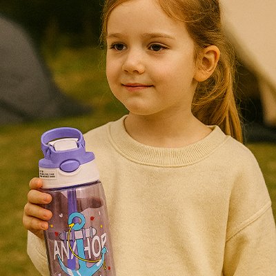 gourde enfant motif ancre mauve