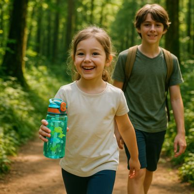 gourde enfant petite fille avec son frere
