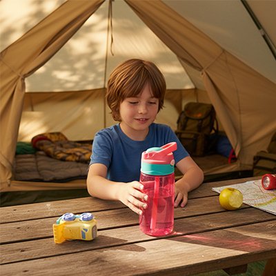 gourde enfant qu'un petit garçon tient 