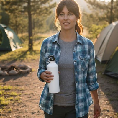 Gourde isotherme acier inoxydable blanche