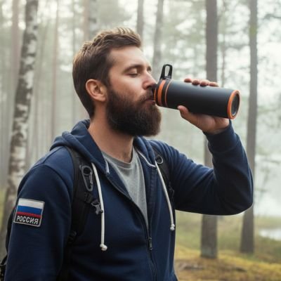gourde isotherme filtrante homme en randonnée