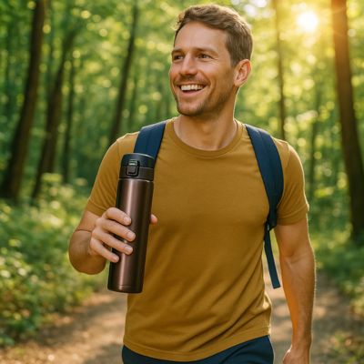 Gourde Isotherme homme en randonnée