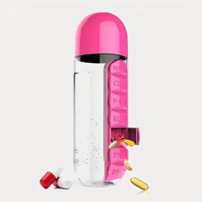 gourde plastique rose détails du pilulier 