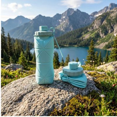 Gourde pliable bleue