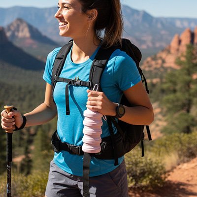 Gourde pliable femme en trekking