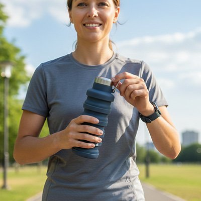 Gourde pliable gris foncée 