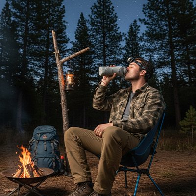 Gourde pliable homme en camping