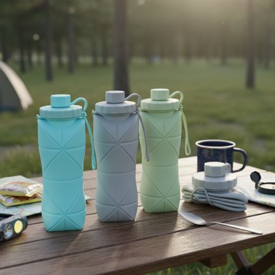 Gourde pliable trois coloris