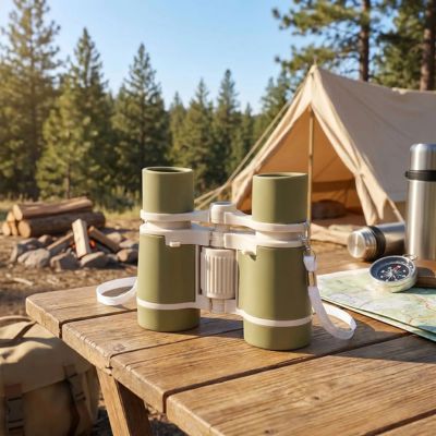 jumelle colorée verte sur table en pique-nique