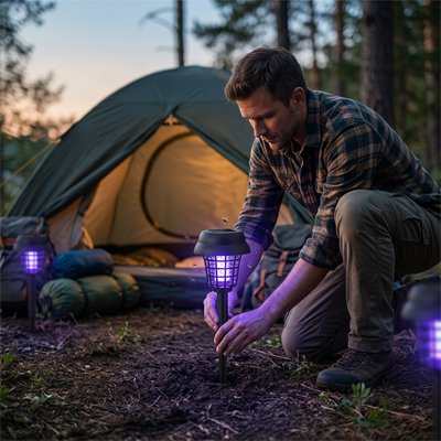 lampe anti moustique avec piquet de sol