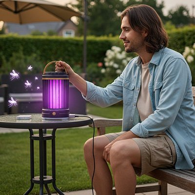 lampe anti moustique utilisée dans la cour