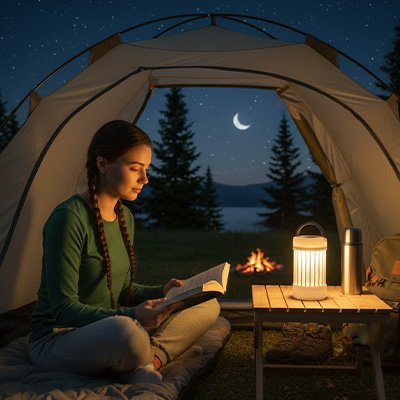 lampe anti moustiques en camping dans le bivouac