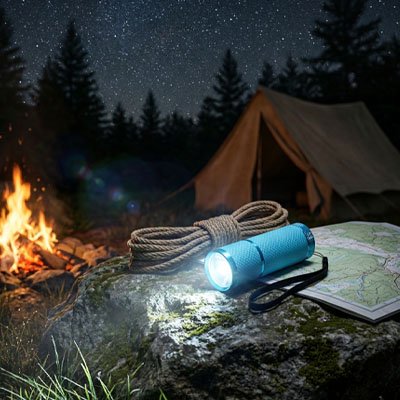 lampe de poche bleue compacte