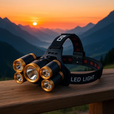 lampe frontale au coucher du soleil