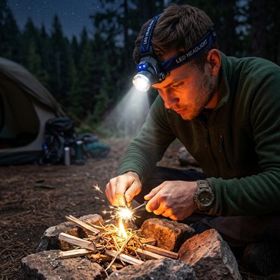 lampe frontale avec capteur et batterie