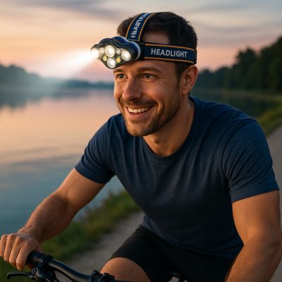 lampe frontale homme a vélo