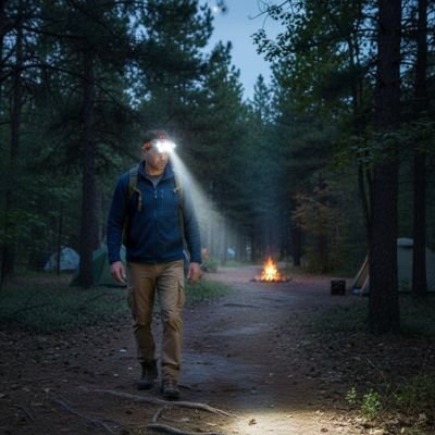 lampe frontale rechargeable homme au camping