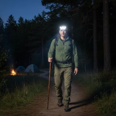 lampe frontale rechargeable homme avec bâton de marche 