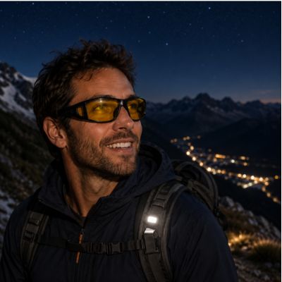 lunette vision nocturne homme dans les alpes 