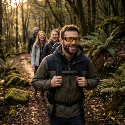 lunettes à vision nocturne groupe amis en randonnée