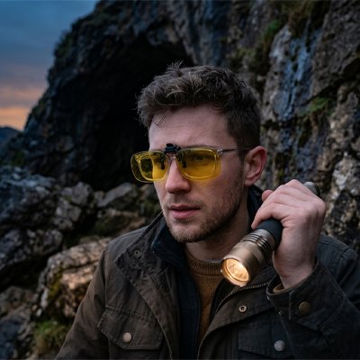 lunettes à vision nocturne homme en exploration de nuit