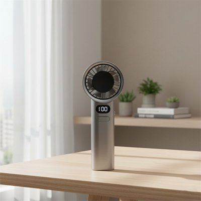 Mini ventilateur portable reposant sur la table