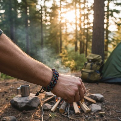 Paracord bracelet en camping