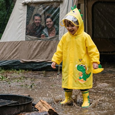 poncho de pluie jaune motif dinosaure