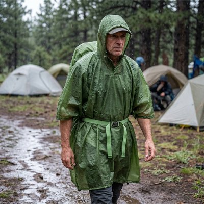 Poncho pluie avec ceinture d'ajustement 